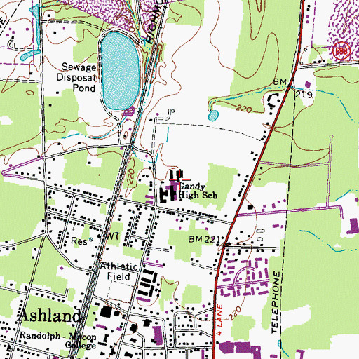 Topographic Map of John M Gandy Elementary School, VA