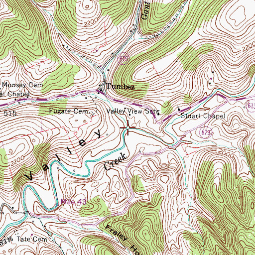 Topographic Map of Gant Branch, VA