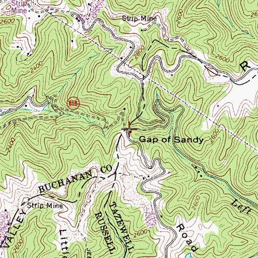 Topographic Map of Gap of Sandy, VA