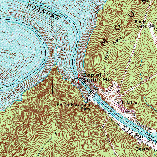 Topographic Map of Gap of Smith Mountain, VA