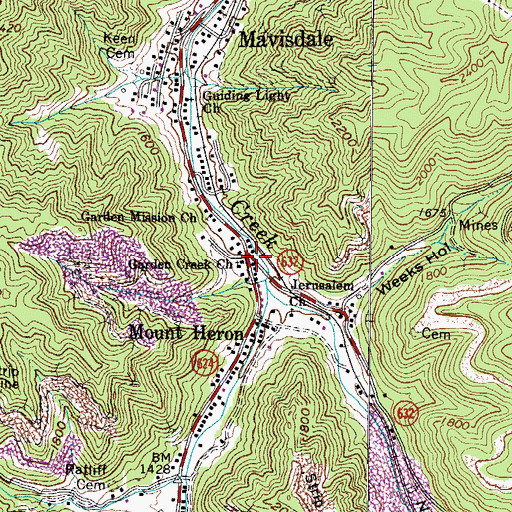 Topographic Map of Garden Creek Church, VA