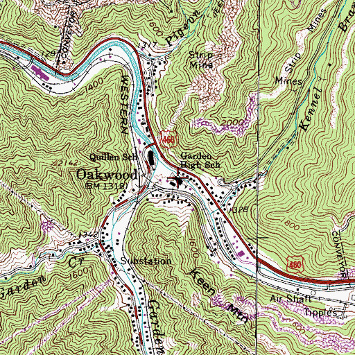Topographic Map of Garden High School (historical), VA