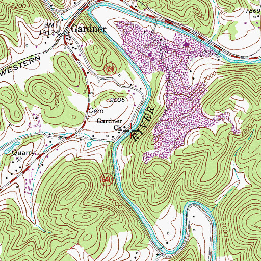 Topographic Map of Gardner Church, VA