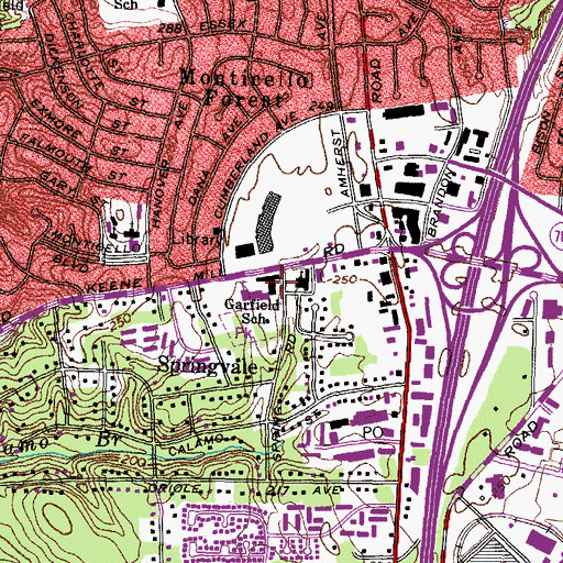 Topographic Map of James A Garfield Elementary School, VA