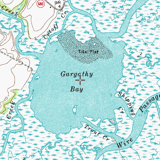 Topographic Map of Gargathy Bay, VA