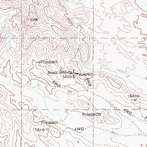 Topographic Map of Black Beauty Mine, AZ