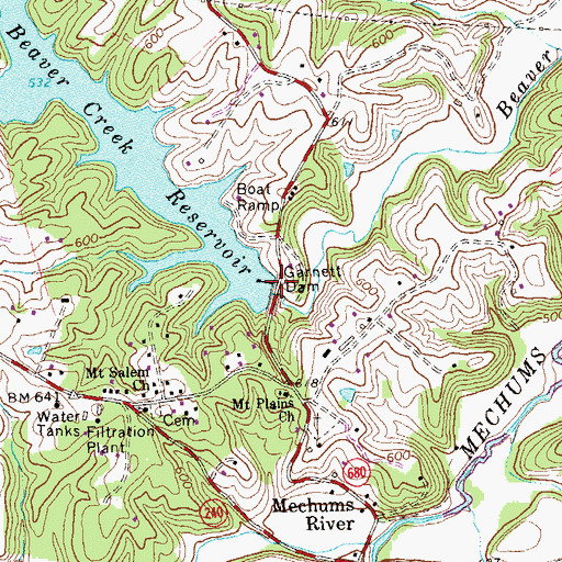 Topographic Map of Garnett Dam, VA