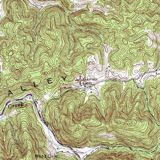 Topographic Map of Garrett Cemetery, VA