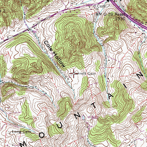 Topographic Map of Garrett Cemetery, VA