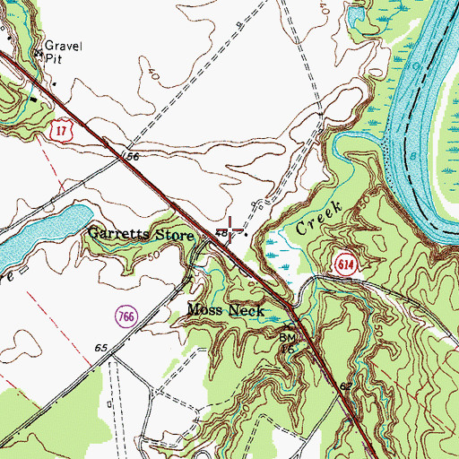 Topographic Map of Garretts Store, VA