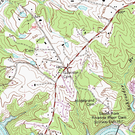 Topographic Map of Garrison Cemetery, VA