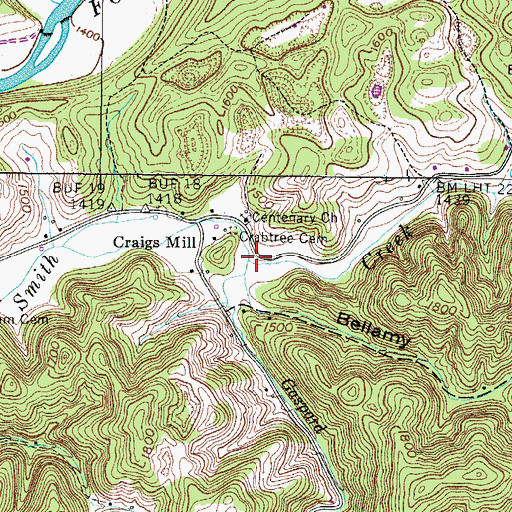 Topographic Map of Gaspard Creek, VA