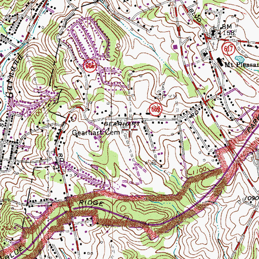 Topographic Map of Gearhart Cemetery, VA