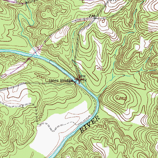 Topographic Map of Gees Bridge, VA