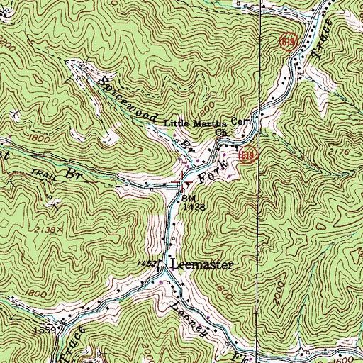 Topographic Map of Gent Branch, VA