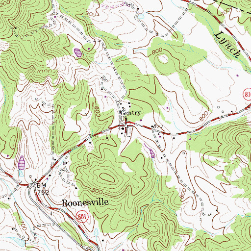 Topographic Map of Gentry Church, VA