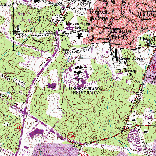Topographic Map of George Mason University Fairfax Campus, VA