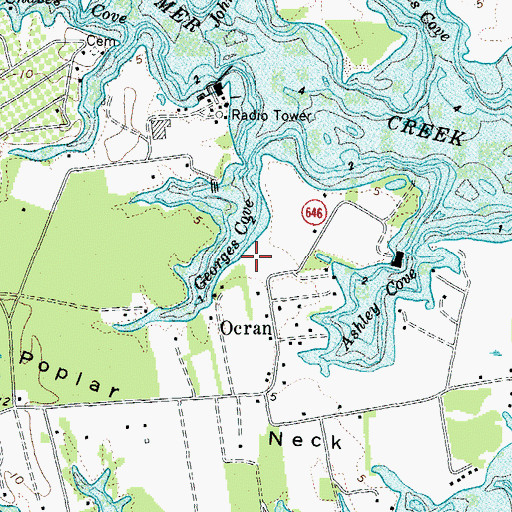 Topographic Map of Georges Cove, VA