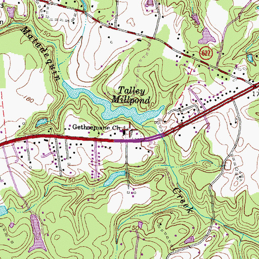 Topographic Map of Gethsemane Church, VA