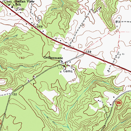 Topographic Map of Gethsemane Church, VA