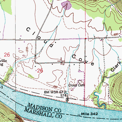 Topographic Map of Bloomfield (historical), AL