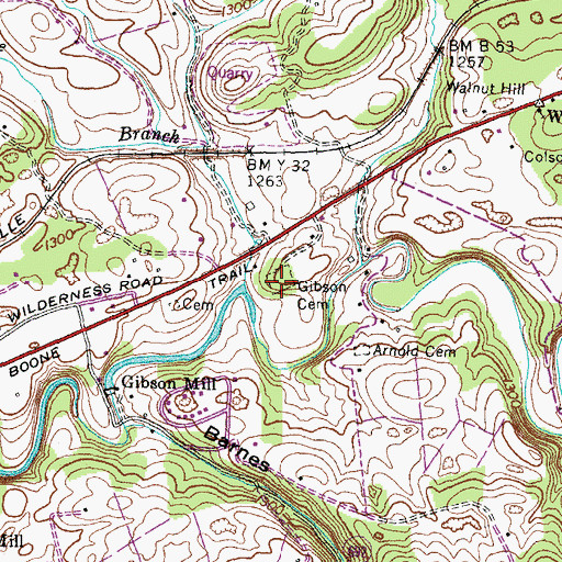 Topographic Map of Gibson Cemetery, VA