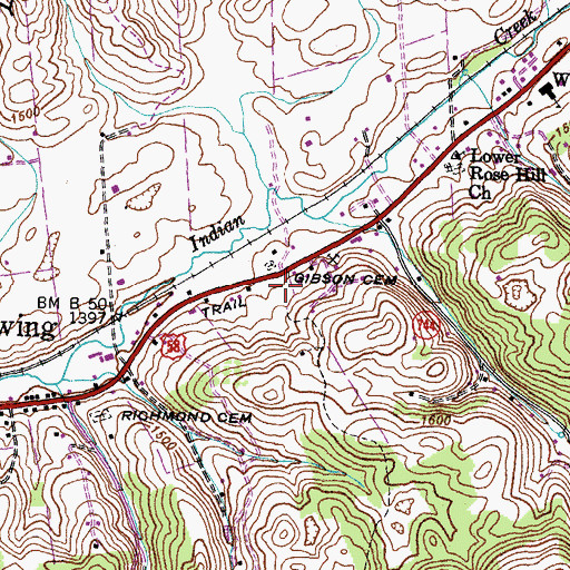 Topographic Map of Gibson Cemetery, VA