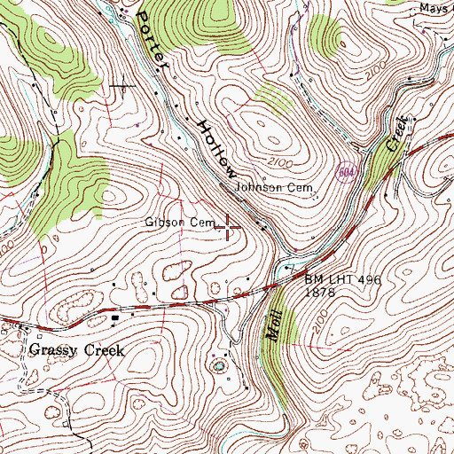 Topographic Map of Gibson Cemetery, VA