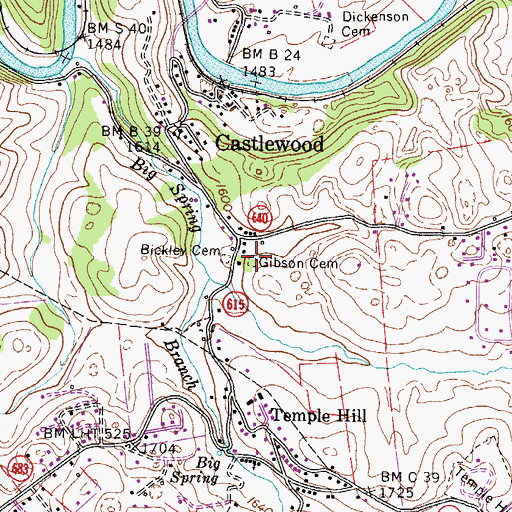 Topographic Map of Gibson Cemetery, VA