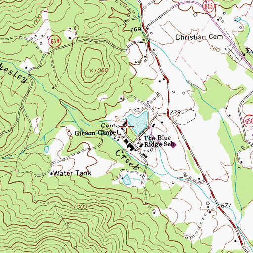 Topographic Map of Gibson Chapel, VA