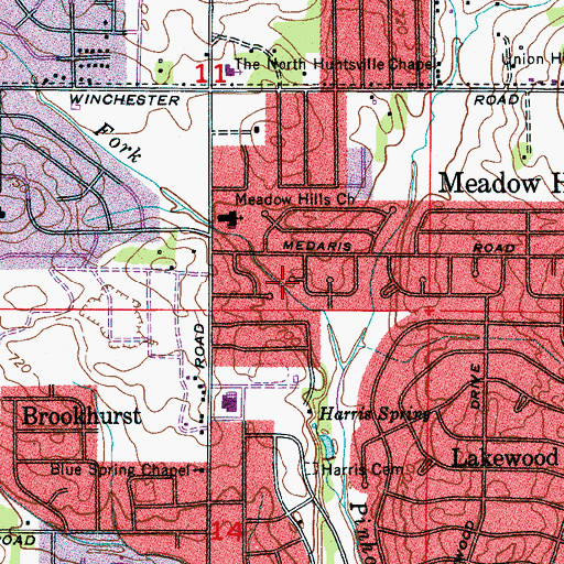 Topographic Map of Blue Spring, AL