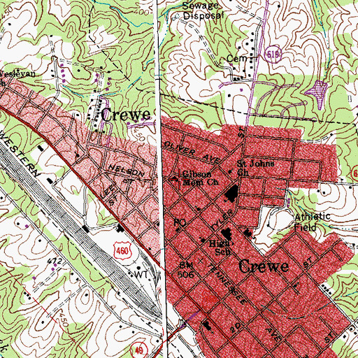 Topographic Map of Gibson Memorial Church, VA