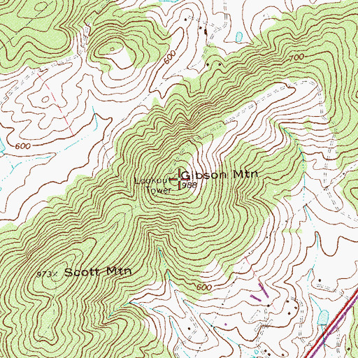 Topographic Map of Gibson Mountain, VA