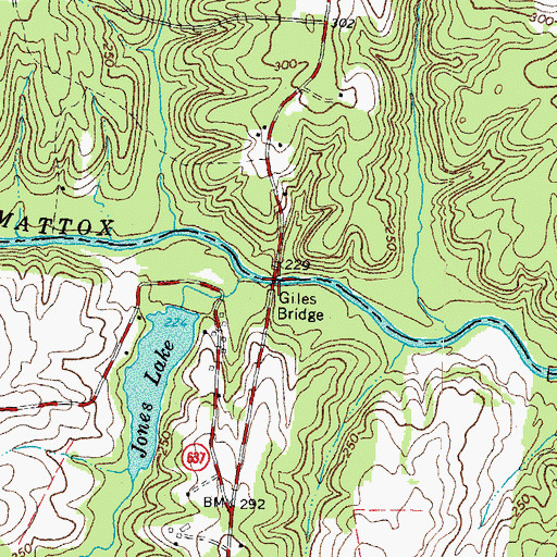 Topographic Map of Giles Bridge, VA