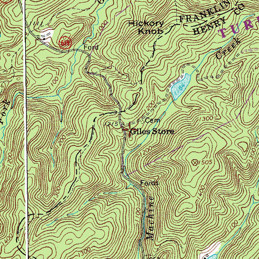 Topographic Map of Giles Store, VA