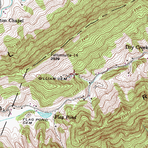 Topographic Map of Gilliam Cemetery, VA