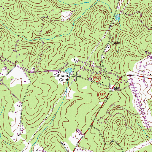 Topographic Map of Gilliam Cemetery, VA
