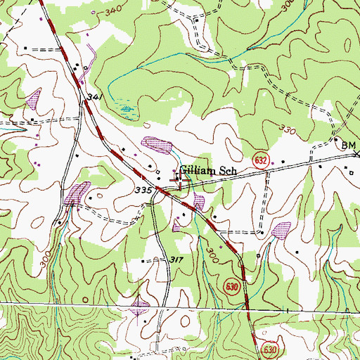 Topographic Map of Gilliam School, VA