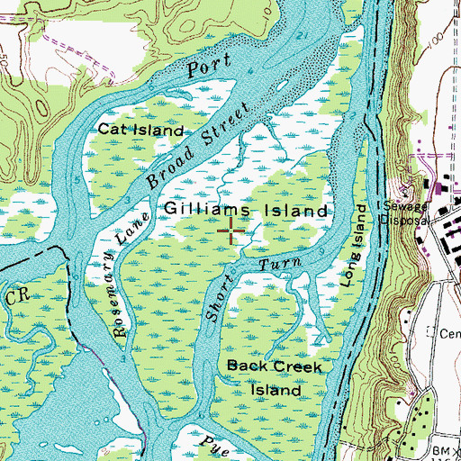 Topographic Map of Gilliams Island, VA
