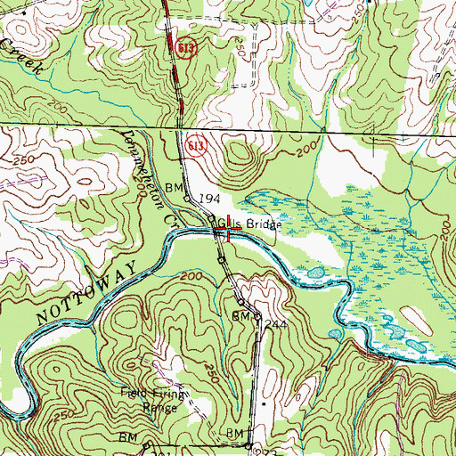 Topographic Map of Gills Bridge, VA