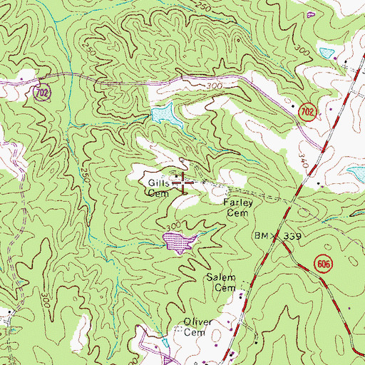 Topographic Map of Gills Cemetery, VA
