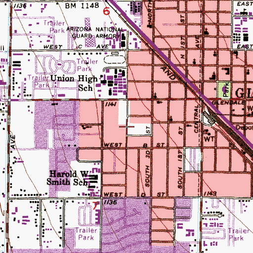 Topographic Map of Lawrence Park, AZ