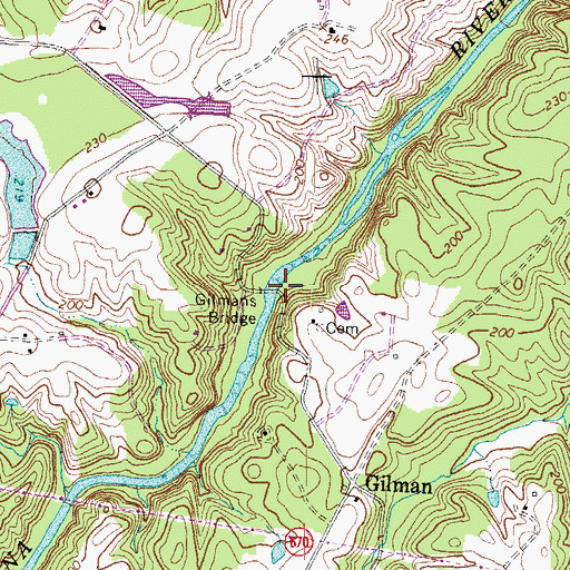 Topographic Map of Gilmans Bridge, VA