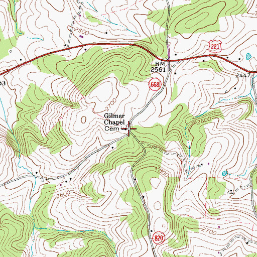 Topographic Map of Gilmer Chapel, VA