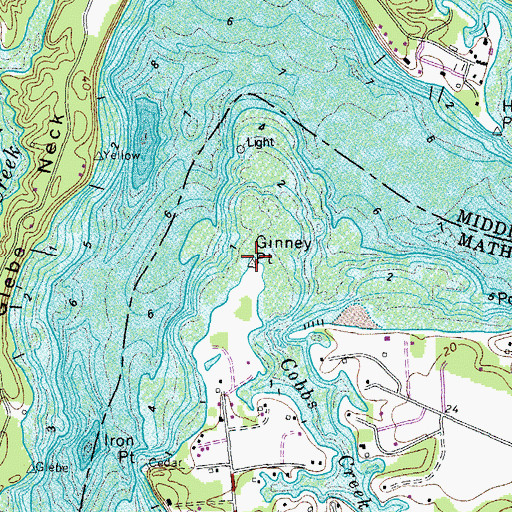 Topographic Map of Ginney Point, VA