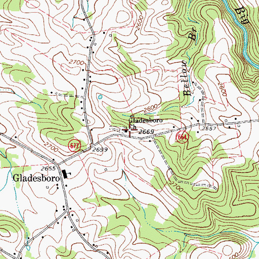 Topographic Map of Gladesboro Church, VA