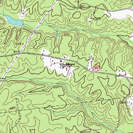 Topographic Map of Gladstone Church, VA