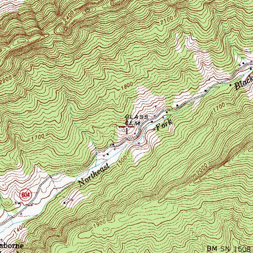 Topographic Map of Glass Cemetery, VA