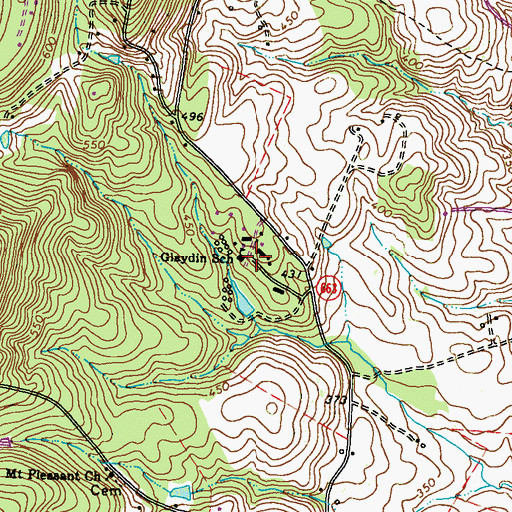 Topographic Map of Glaydin School and Camp, VA