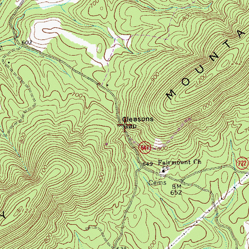 Topographic Map of Gleasons Gap, VA